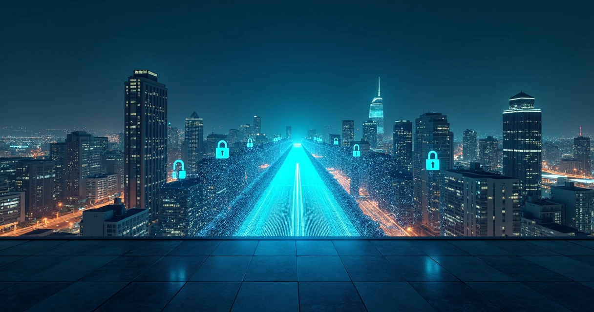 Tunel digital conectando duas cidades representando uma VPN site-to-site